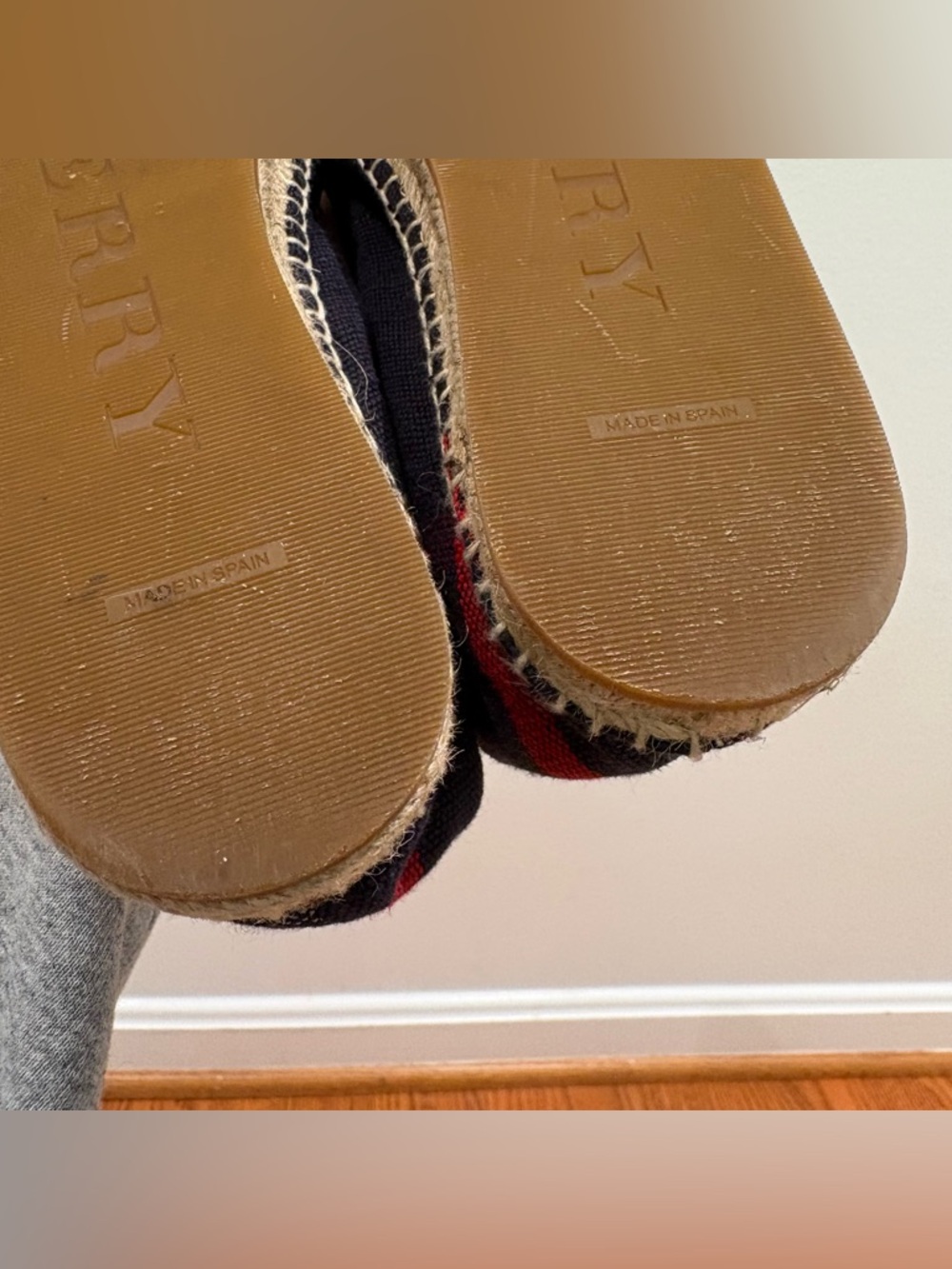 Burberry Hodgeson Check Canvas Espadrille Flats Size 39 Navy - Picture 13 of 13